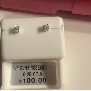 Classic White/Silver Moissanite Stud Earrings - 0.25 CTW